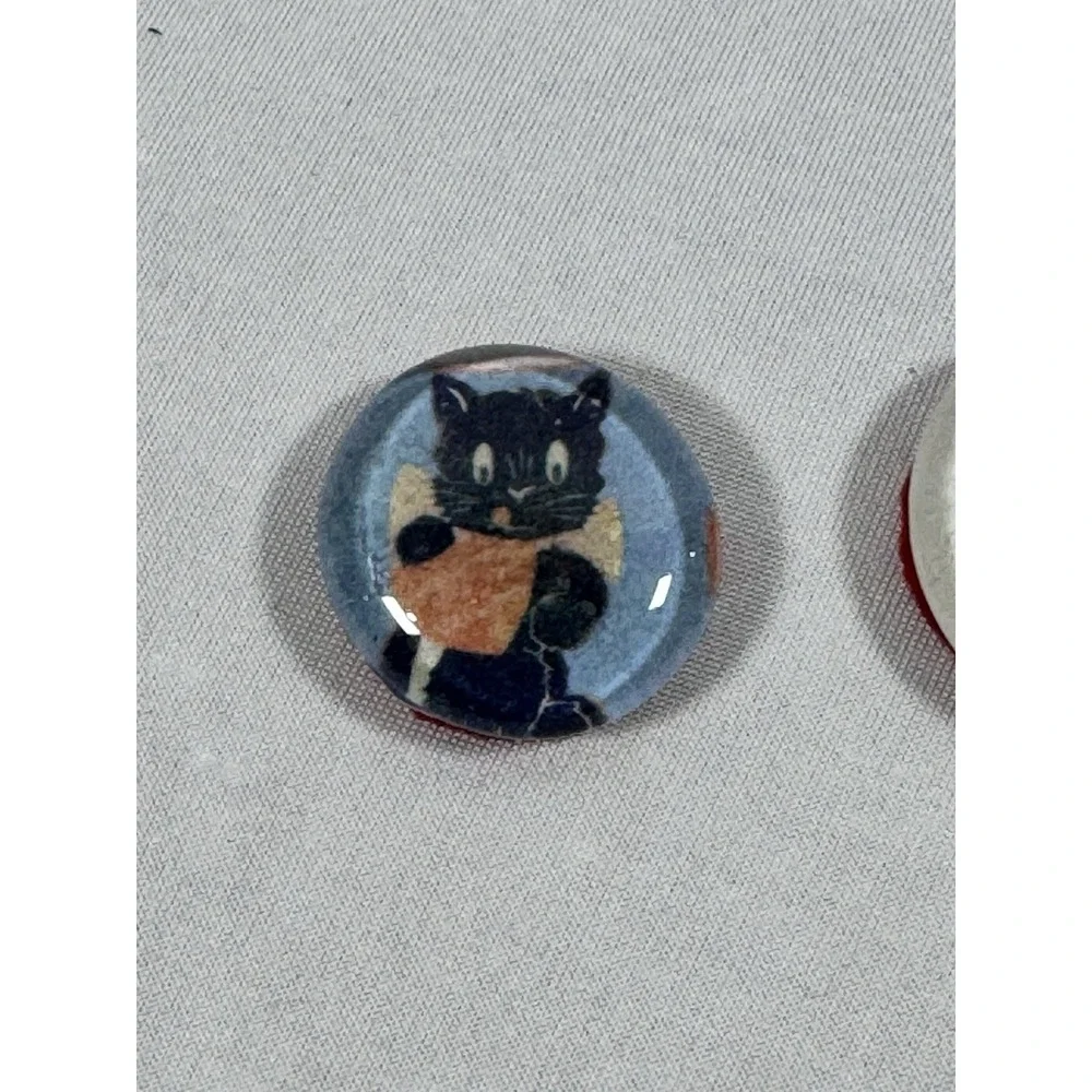 Vintage Small Felt Back Glass Valentine Cat &‎ Dog Pebbles